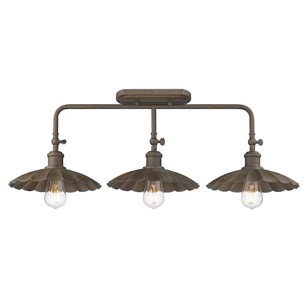 Golden Lighting - Clemence 30.88 in. 3-Light Dark Rust Vanity Light