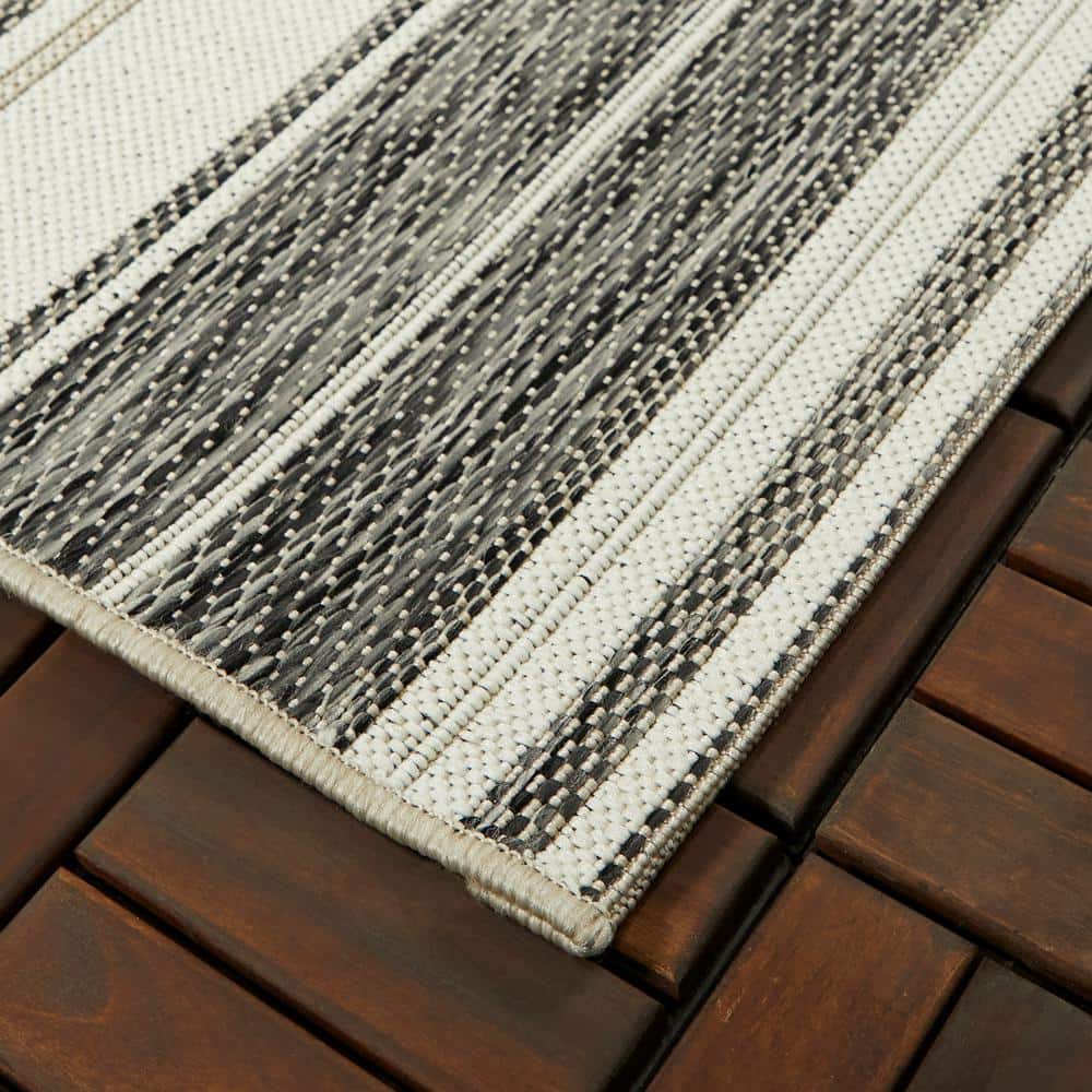 Coastal Stripes Easy-Care Synthetic Area Rug, 8' x 10', Gray