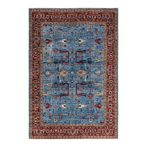 Serapi One-of-a-Kind Traditional Light Blue 6 ft. x 9 ft. Hand Knotted Tribal Area Rug