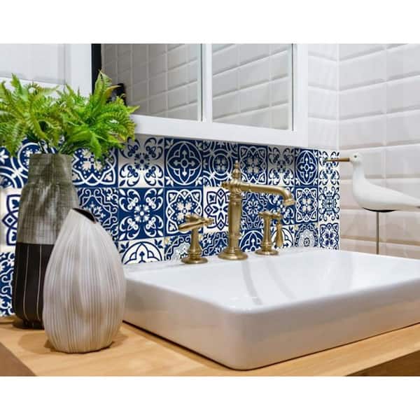 Amelia Blue 6 in. x 6 in. Vinyl Peel and Stick Tile (6 sq. ft./Pack)