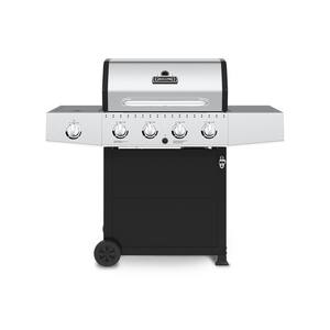 4-Burner Propane Gas Grill Cart in Stainless Steel with Side Burner