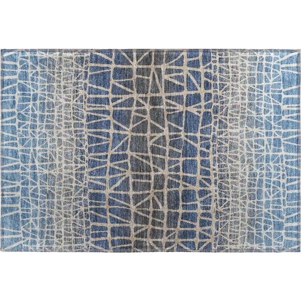 Mayfield Premium Machine Washable Abstract AMF2404 Blue 2 ft. x 3 ft. Accent Rug