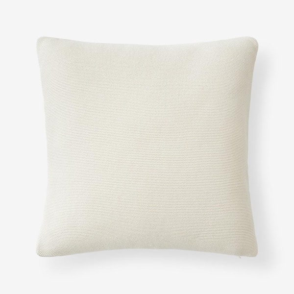 The Company Store Classic All Season Breathable Cotton Knit Decorative Ivory 20 in. x 20 in. Throw Pillow Cover