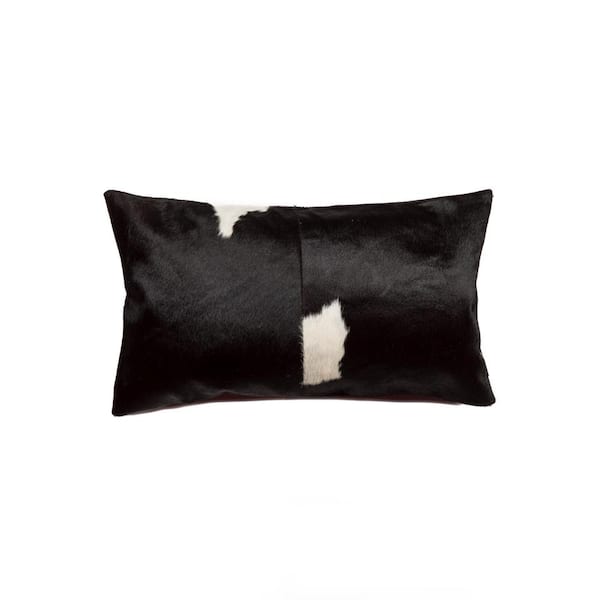 natural Torino Kobe Cowhide Black & White Animal Print 12 in. x 20 in. Throw Pillow