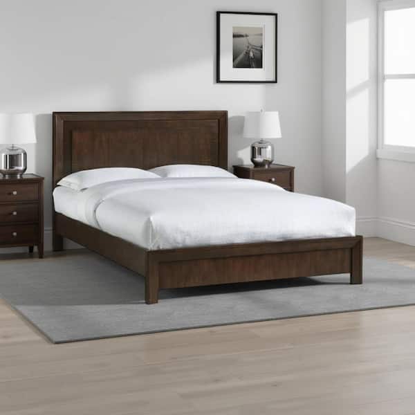 Blake California Brown Wood Frame King Size Platform Bed with Headboard