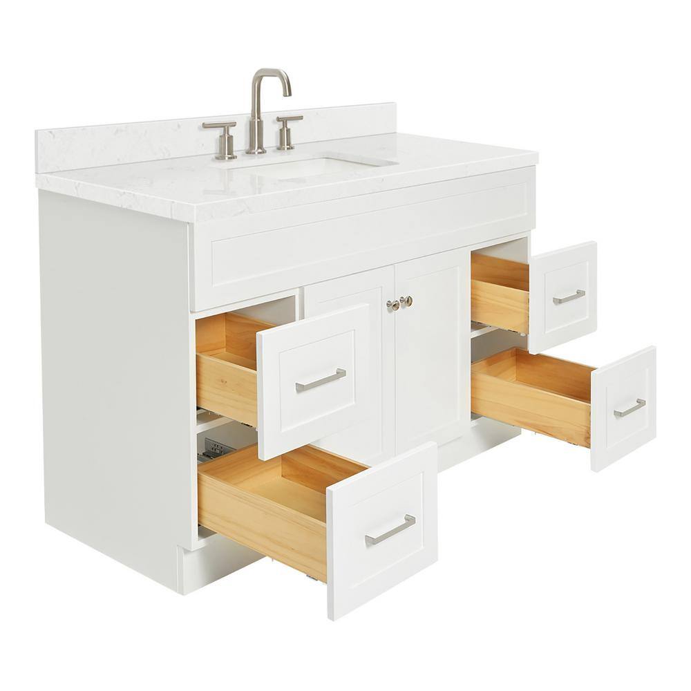 Hamlet 54" White Quartz Top Single Basin Freestanding Vanity