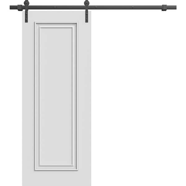 7811 18 in. x 84 in. Sold Core White Enamel Color Wood Sliding Barn Door with Hardware Kit