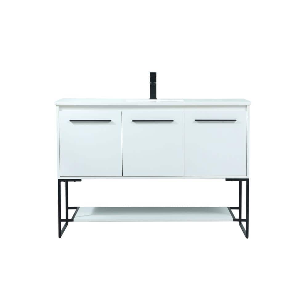 Timeless Home 48 in. W Single Bath Vanity in White with Engineered Stone Va