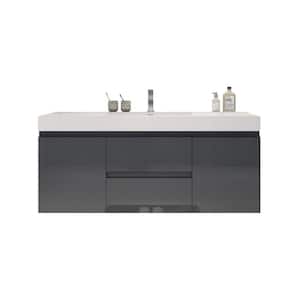 Fortune 60 in. W Bath Vanity in Rich Black with Reinforced Acrylic Vanity Top in White with White Basin