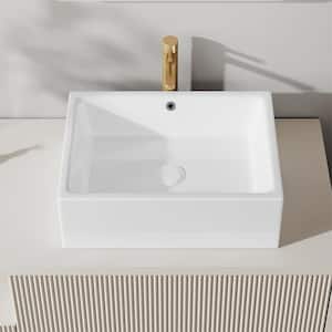 Dublin 20 in. x 15 in. Crisp White Vitreous China Rectangular Bathroom Vessel Sink with Overflow