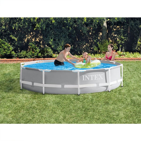 Intex Round 12 ft. x 30 in. Metal Frame Swimming Pool with Filter Pump and  Pool Maintenance Kit 30 in. H 28003E + 28211EH - The Home Depot