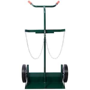 440 lbs. Capacity Cylinder Cart, Large Dual Oxygen Tank Cart Dolly with 10 in. Solid Rubber Wheels