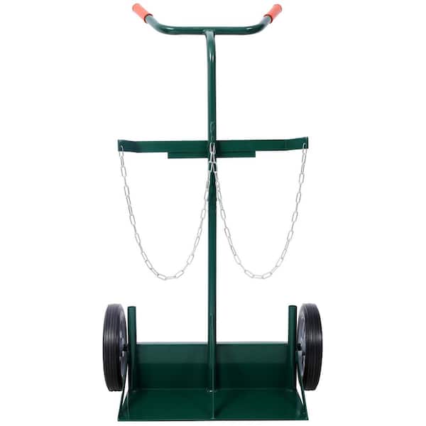 440 lbs. Capacity Cylinder Cart, Large Dual Oxygen Tank Cart Dolly with 10 in. Solid Rubber Wheels