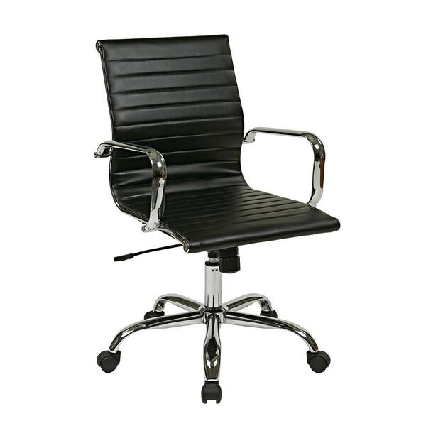 Work Smart Thick Padded Faux Leather Office Chair in Black