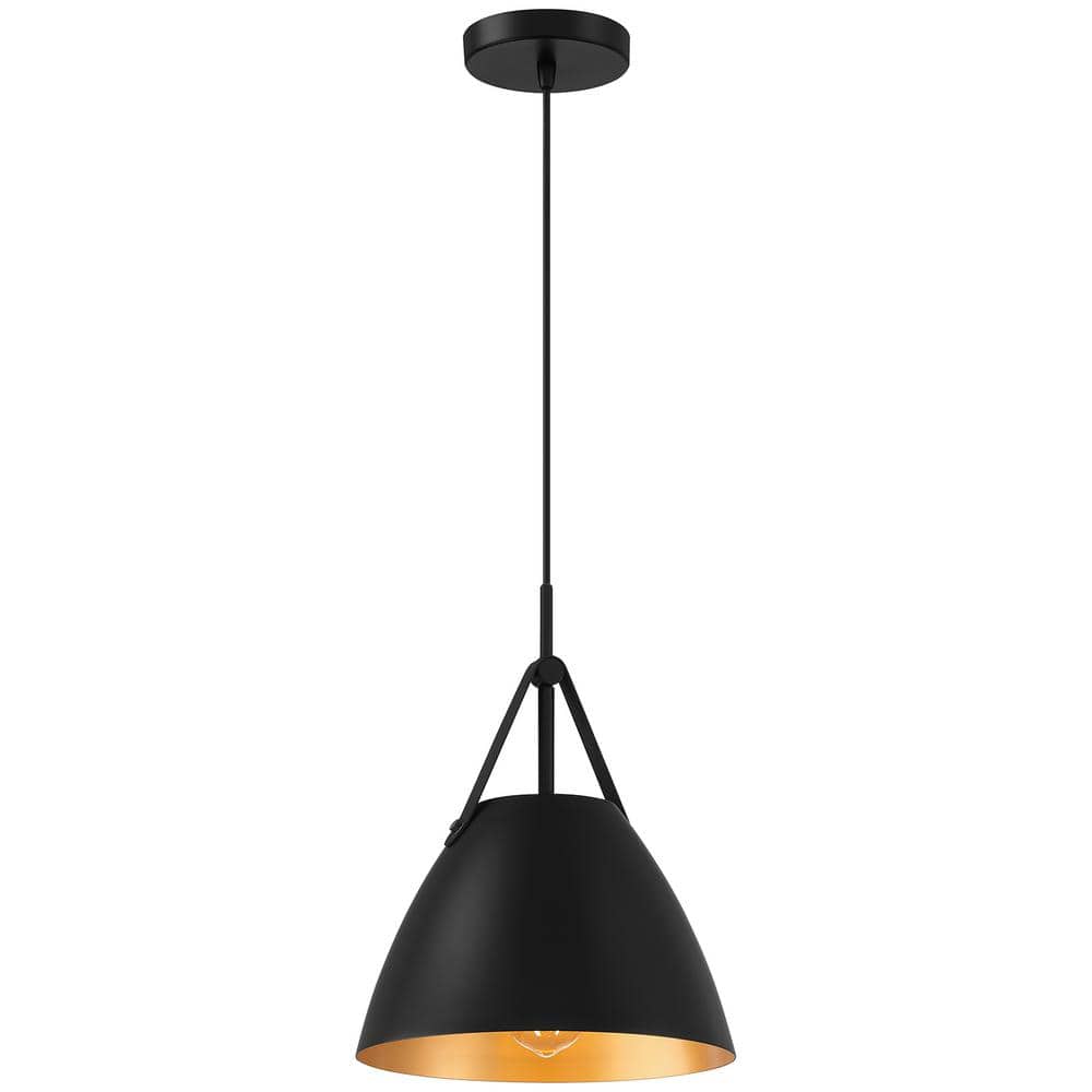 Tanner 60-Watt 1-Light Matte Black Shaded Pendant Light