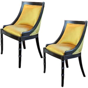 Emperor Caesar Neoclassical Black Mahogany Swing Back Side Chairs (Set of 2)
