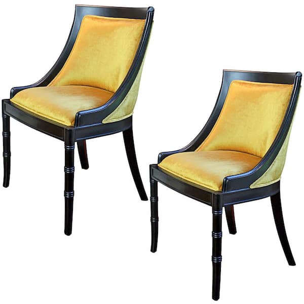 Design Toscano Emperor Caesar Neoclassical Black Mahogany Swing Back Side Chairs (Set of 2)