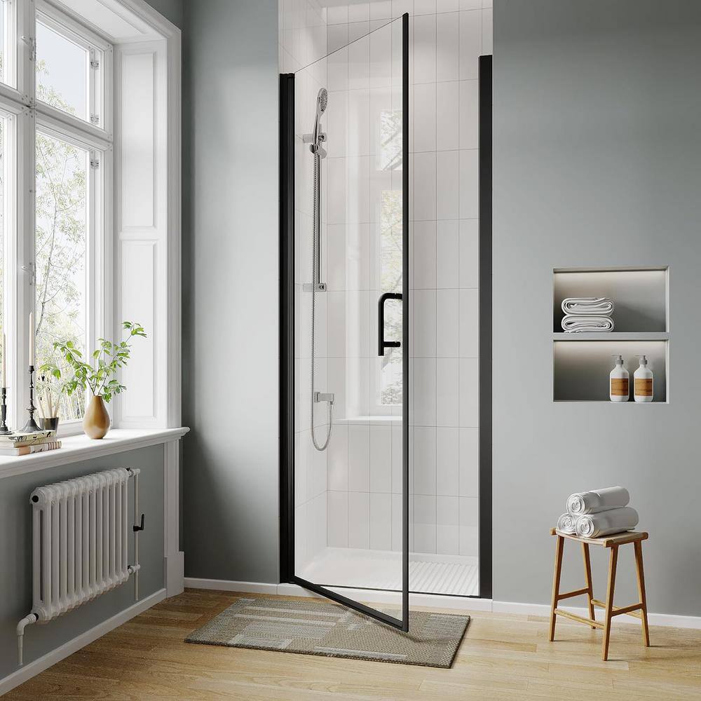 32'' W x 72'' H Frameless Clear Glass Shower Door in Matte Black