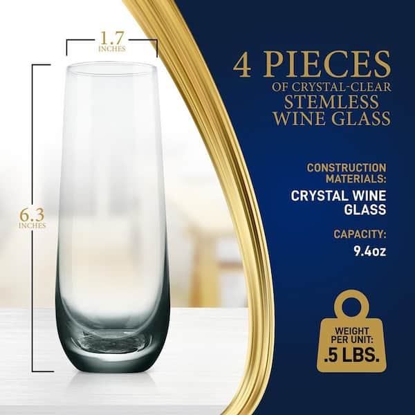 Crystal Clear Stemless Wine Glass — NutriChef Kitchen