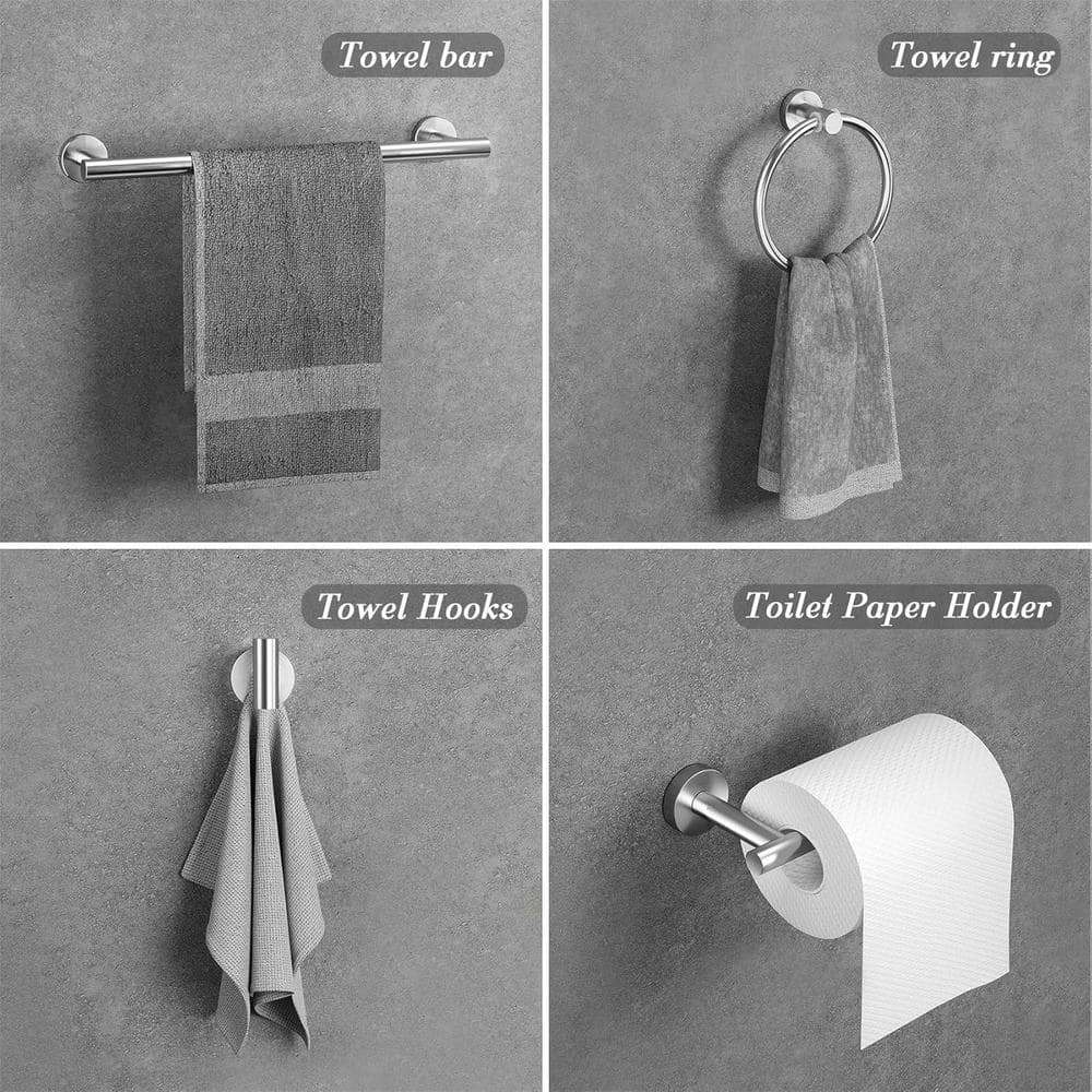 Brushed Nickel 5-Piece Stainless Steel Bathroom Hardware Set