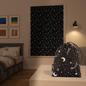 Lights Out Portable Travel Starry Night Polyester 50 in. W x 78 in. L Suction Cup 100% Blackout Curtain (Single Panel)