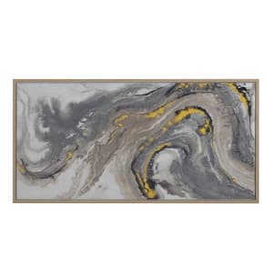 'Fluid Motion I' - 55"Wx27"H, Wall Art Hand Painted on Canvas, Framed