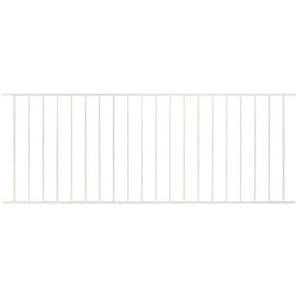 US Door and Fence Pro Series 3 ft. H x 8 ft. W White Steel Spaced Bar Flat top Metal Fence Panel