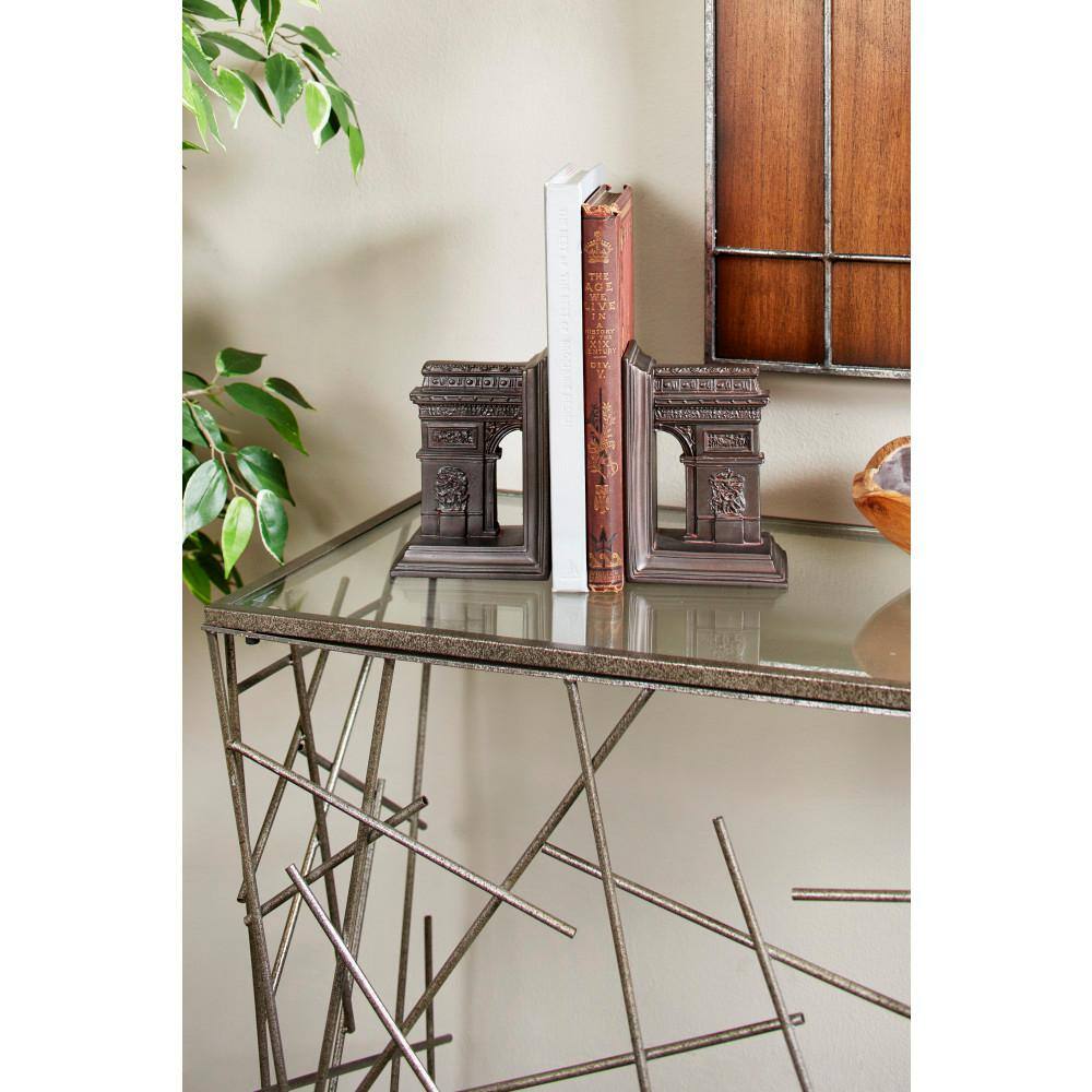 Rustic Art Deco Arc de Triomphe Ceramic Bookends Set