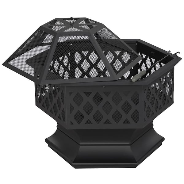 Heavy Duty Fire Pit with Mesh Poker for Outdoor Patio Backyard Camping Garden
