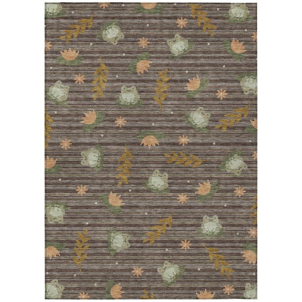 Chantille Machine Washable Indoor/Outdoor Abstract ACN2795 Chocolate 8 ft. x 10 ft. Area Rug