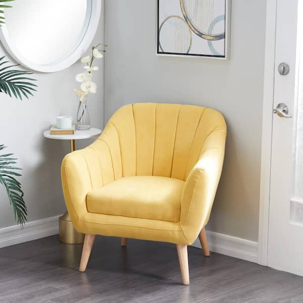 Yellow Polyester Modern Accent Chair