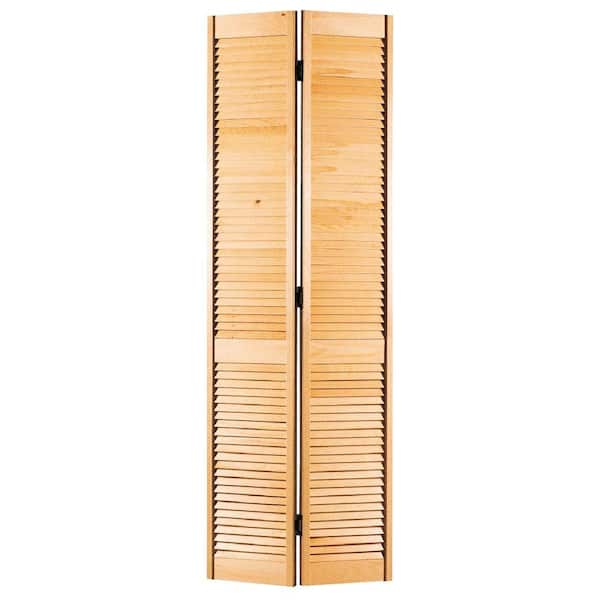Masonite 24 in. x 80 in. Full-louvered Hollow-Core Smooth Unfinished Pine Bi-fold Interior Door