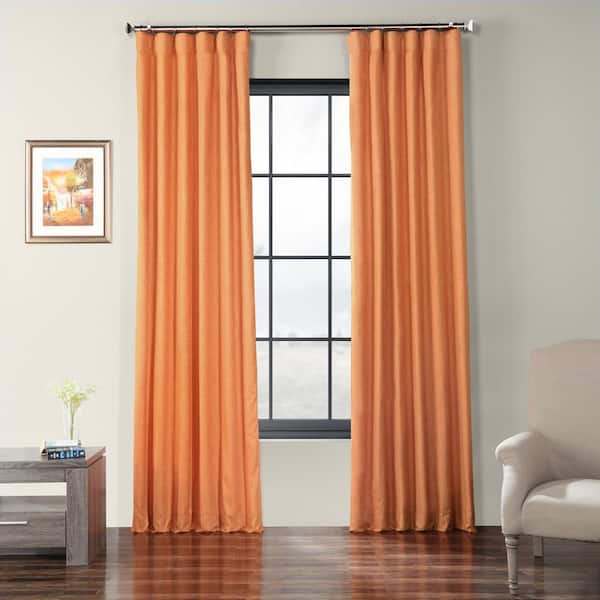 Exclusive Fabrics & Furnishings Monarch Orange Faux Shantung Silk Curtain - 50 in. W x 108 in. L