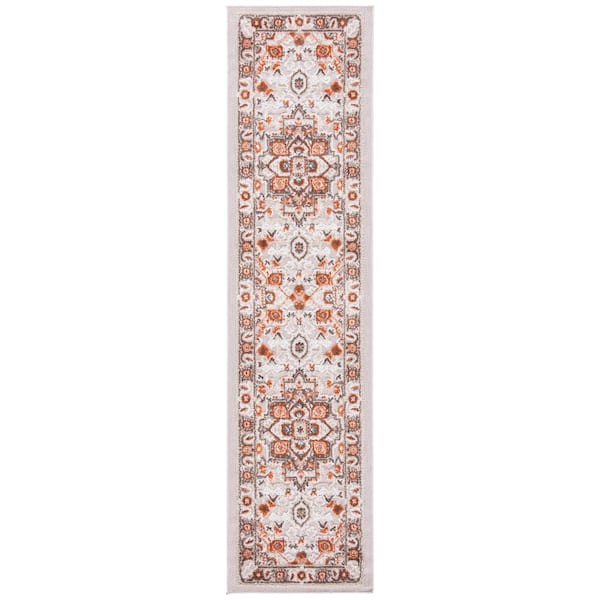 Cabana Beige/Orange 2 ft. x 5 ft. Border Medallion Floral Indoor/Outdoor Runner Rug