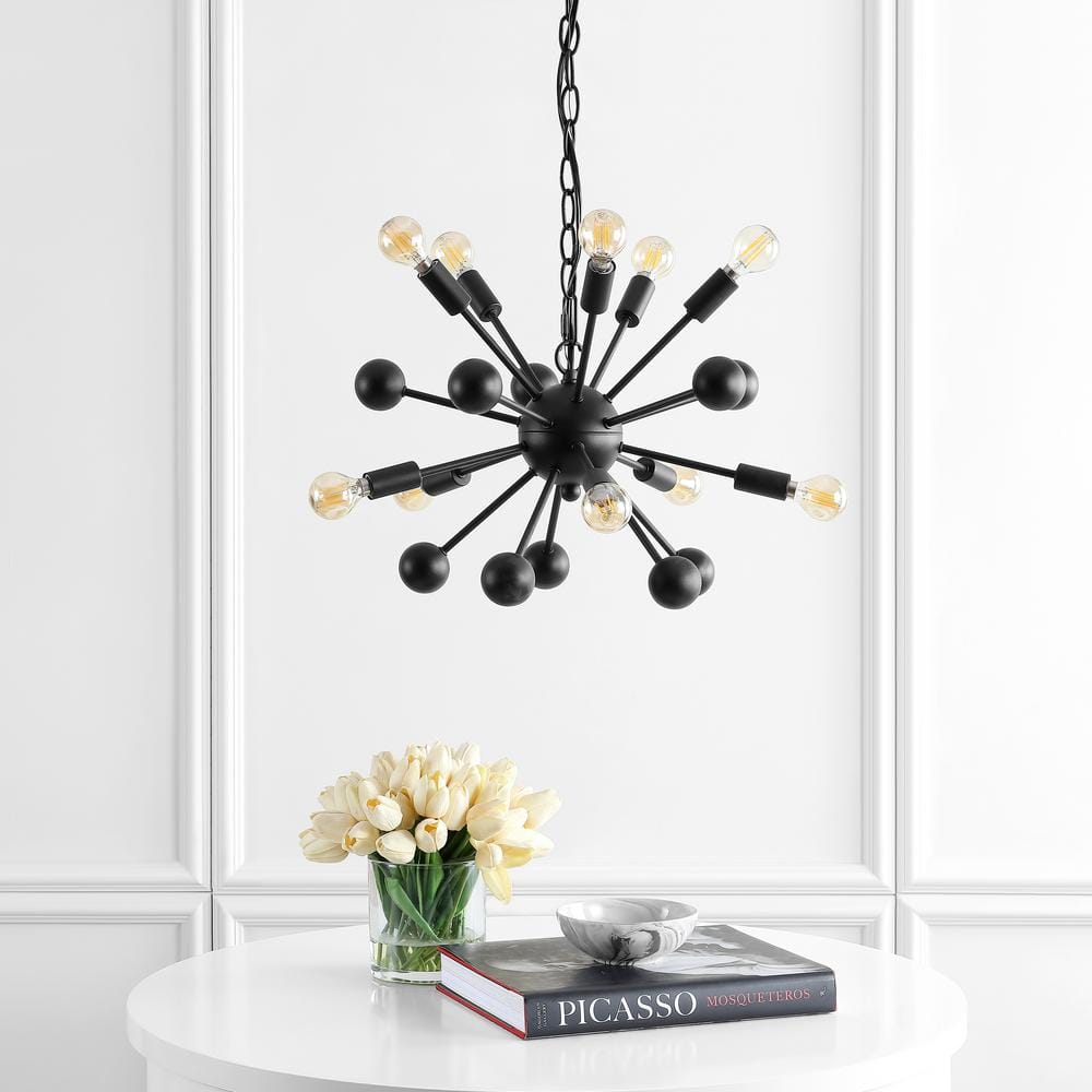 Orbit 19.5" Black Brushed Metal Sputnik Chandelier