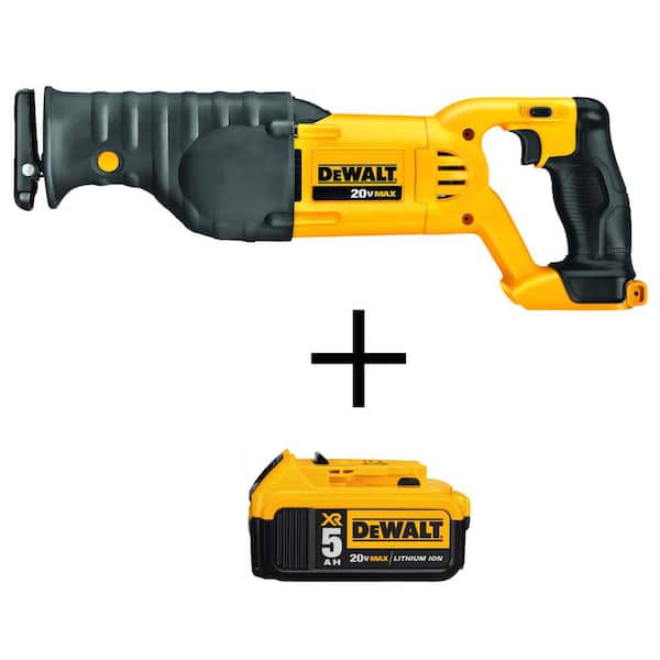 DEWALT 20V MAX Cordless Reciprocating Saw with 20V MAX XR 5.0Ah Premium Lithium-Ion Battery Pack