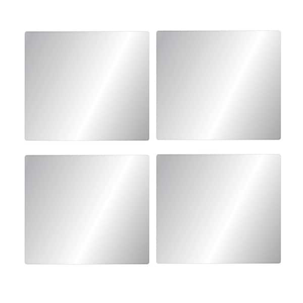 4-Piece 14 in. W x 12 in. H Modern Rectangle Frameless Full Length Wall Mirror Tiles, Stick-on Gym Mirror