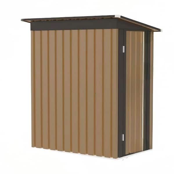 5 ft. x 3 ft. Brown Metal Outdoor Storage Shed with Pent Roof and Side Door (15 sq. ft. )