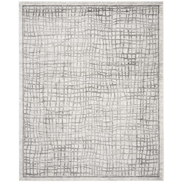 SAFAVIEH Adirondack Silver/Ivory 11 ft. x 15 ft. Geometric Border Area Rug