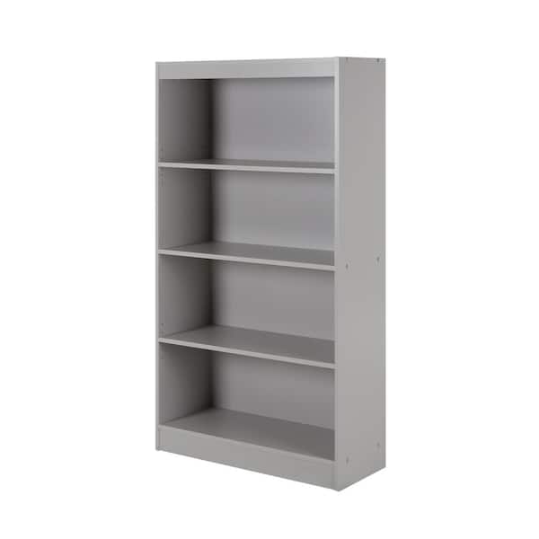South Shore 56 in. Soft Gray Faux Wood 4-shelf Standard Bookcase with Adjustable Shelves