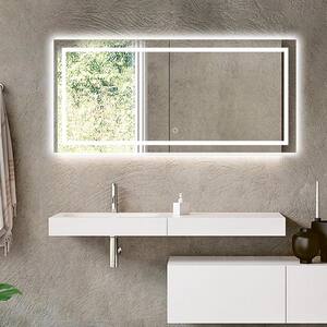 47 in. W x 22 in. H Large Rectangular Frameless LED Full Length Wall Bathroom Vanity Mirror in Silver