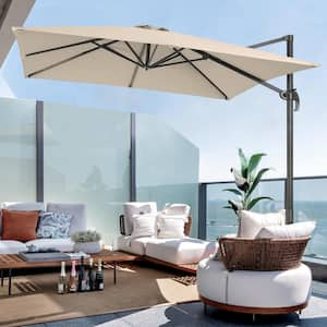 10 ft. x 8 ft. Outdoor Rectangular Cantilever Patio Umbrella, 240 g Solution-Dyed Fabric Aluminum Frame in Sand