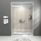 Passage 60 in. W x 72 in. H Sliding Semi-Frameless Shower Door in Chrome with Clear Glass