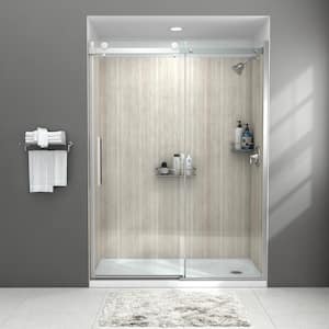Passage 57.8 in. W x 72 in. H Sliding Frameless Shower Door in Silver with Clear Glass