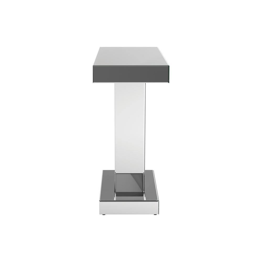 Silver Mirrored Glass and Wood Console Table, 47"