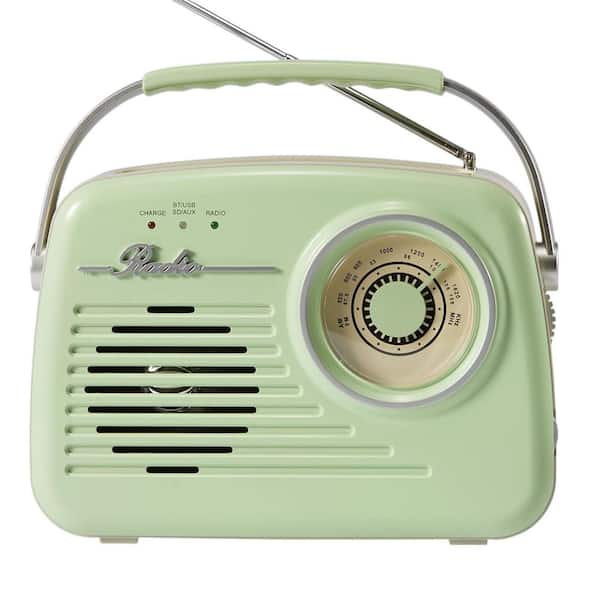 Retro Series Bluetooth AM FM Transistor Radio with Strong Reception in Green (1-Pack)