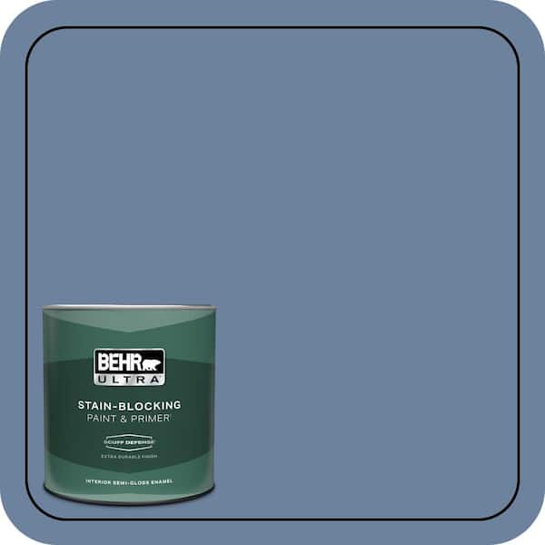 BEHR ULTRA 1 qt. #S530-5 Brisk Blue Extra Durable Semi-Gloss Enamel Interior Paint & Primer