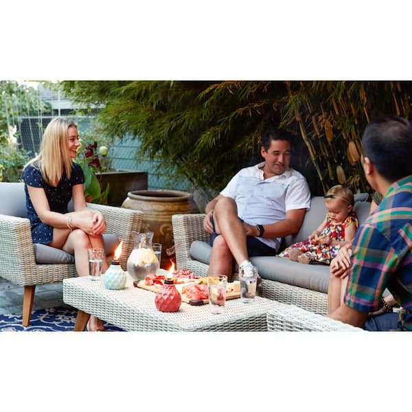 6 in. Marine Glass Table Torch Seaside Escape Ivory, Coral and Blue (3-Pack)
