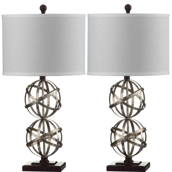 Safavieh Haley Double Sphere 28 In, Antique Double Light Table Lamp White