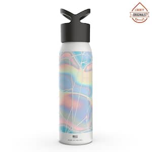 24 oz. Iridescent Fog Gray Reusable Single Wall ALuminum Water Bottle with Threaded Lid